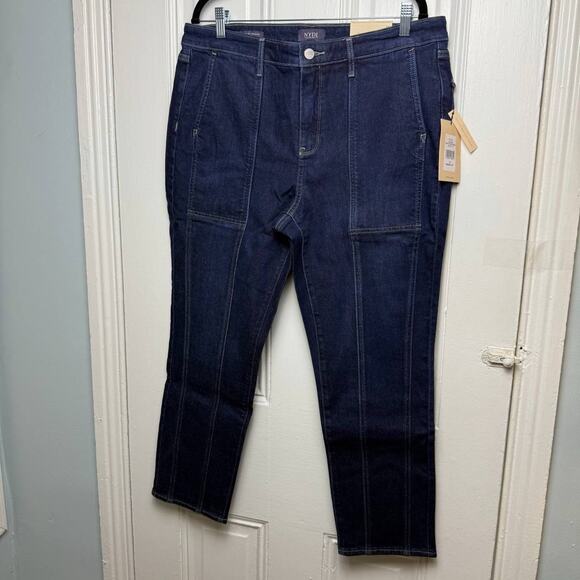 NYDJ Denim - NYDJ Margot Girlfriend Front Seam Ankle Jeans Womens Size 12 Dark Blue Midnight